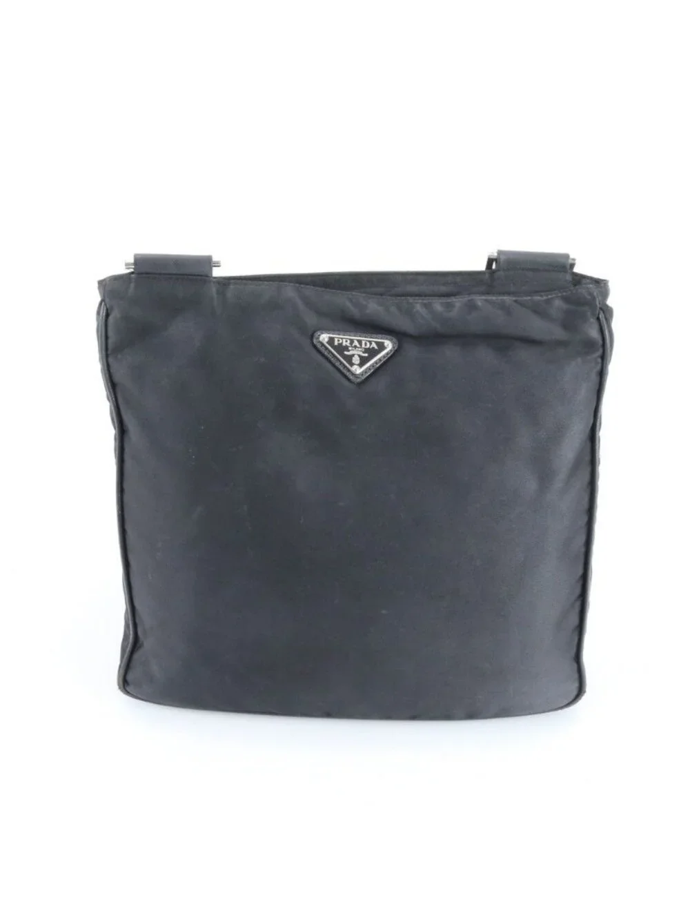 Prada Tessuto Nylon Leather Shoulder Bag Crossbody Messenger Business Black